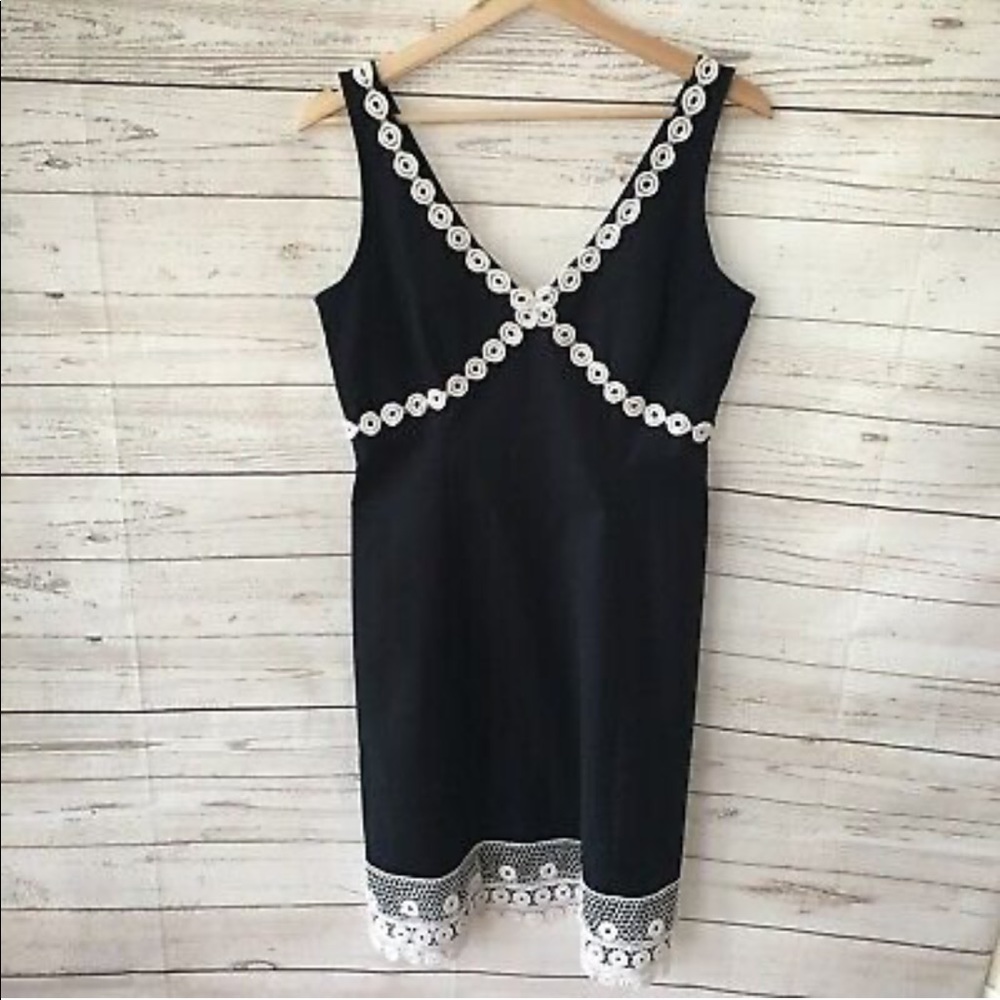 J Crew Navy Blue White Crochet Trim Dress size 4